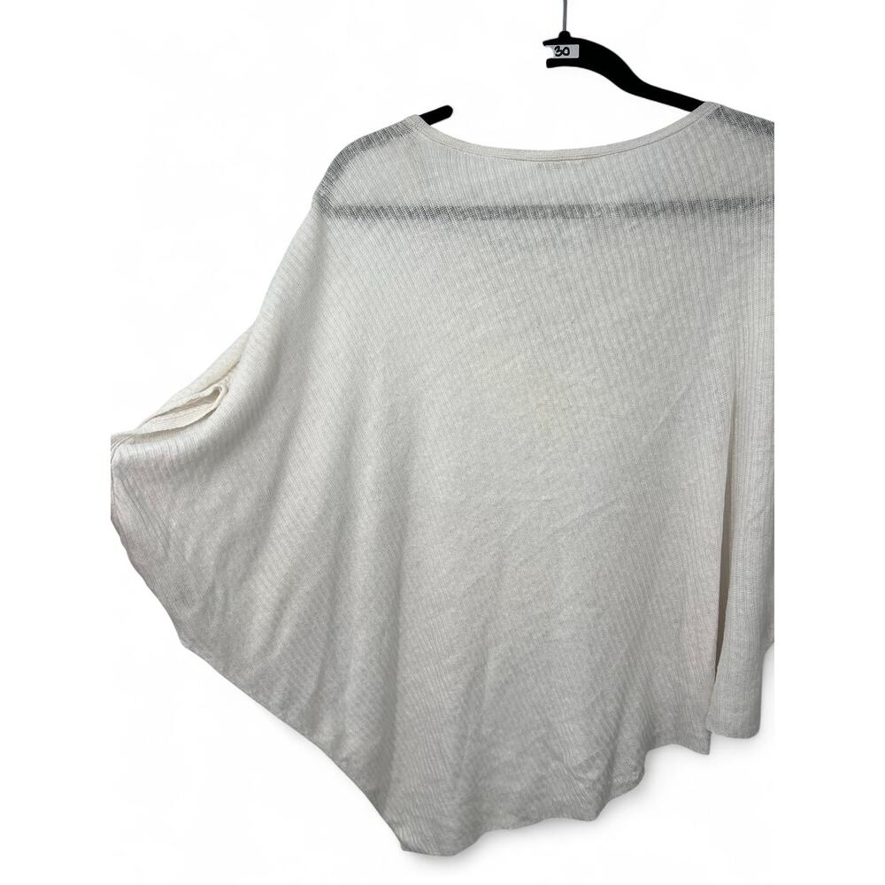 EILEEN FISHER | L | Organic Linen Gauze Bateau Neck Poncho Knit Sweater Pullover - Picture 4 of 9